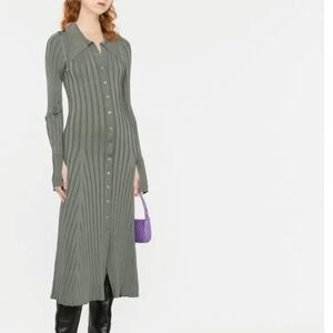 Remain Birger Christensen Knit Ribbed Button Down Dress Size US 4